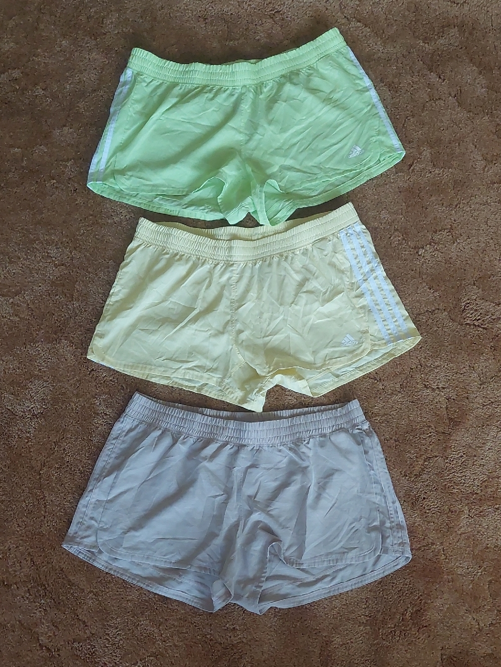 adidas Women's Bright Green, Yellow & Tan Athletic Shorts Trio